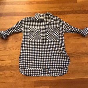 S Navy and White Gingham Boyfriend Tunic